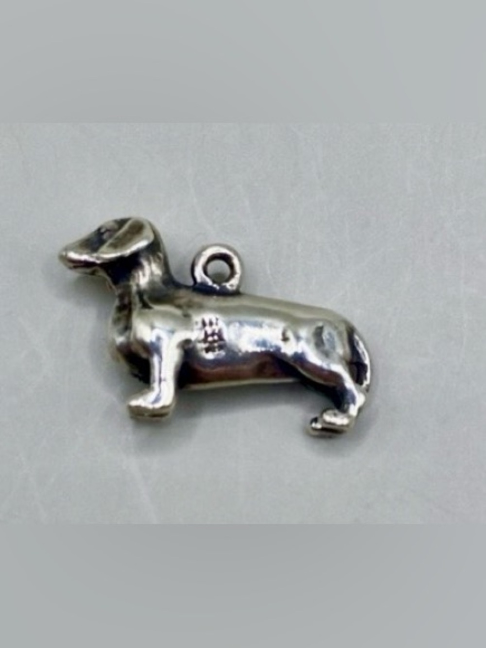 JAMES AVERY 3D Dachshund Charm; Sterling Silver; Vintage - older version;